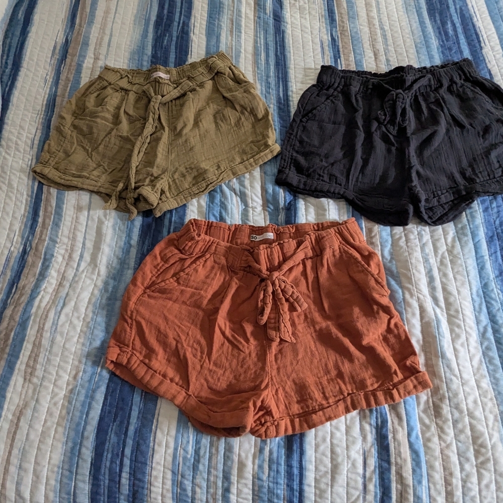SO Women's Elastic Waist Shorts - Black, Olive Green, and Burnt Orange